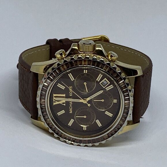 Michael Kors Everest MK5873 Women's Brown Leather Analog Dial Quartz Watch WO557 - Picture 7 of 12